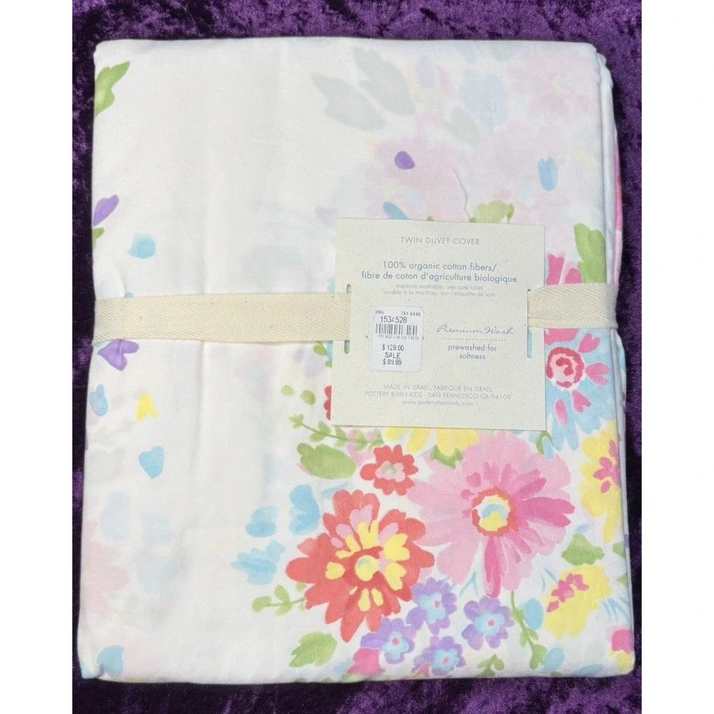 Pottery Barn Kids Duvet Cover Bouquet of Flowers Twin Organic Cotton Floral